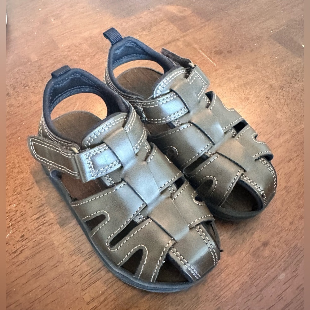 7 toddler boys wonder nation brown leather look sandals summer boho fishing - Picture 5 of 5
